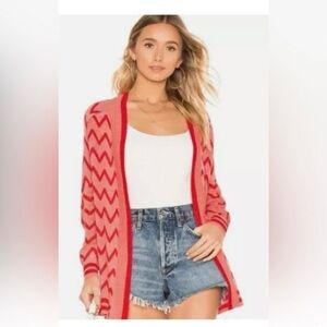 House of Harlow 1960 x Revolve Julep Pink Red Preppy Cardigan